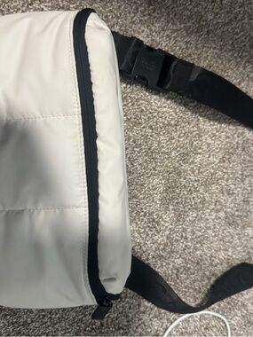 Calpak White Quilted Sling Bag with Black Accents